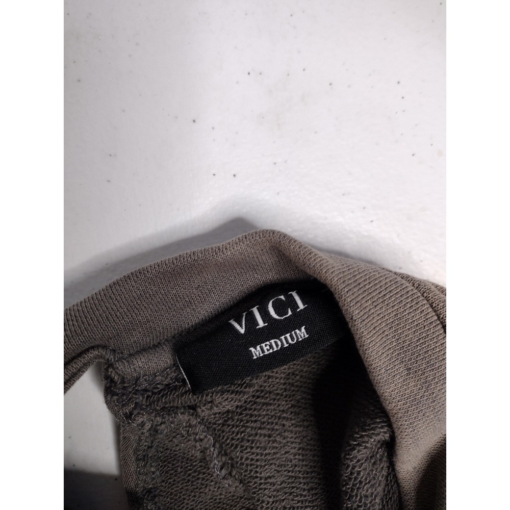 VICI Gray Lace Up Back Sweatshirt Womens Medium Long Sleeve Raw Seam - Picture 4 of 7